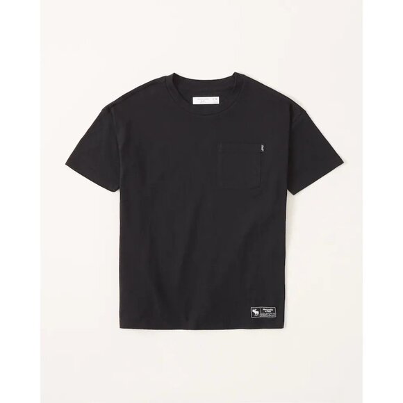 NWT Abercrombie Girls oversized pocket tee in Black Size 5/6 - Picture 1 of 6